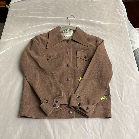 VINTAGE 1960s women's brown jacket with hand beaded golden eagle design size 8 - Picture 12 of 16